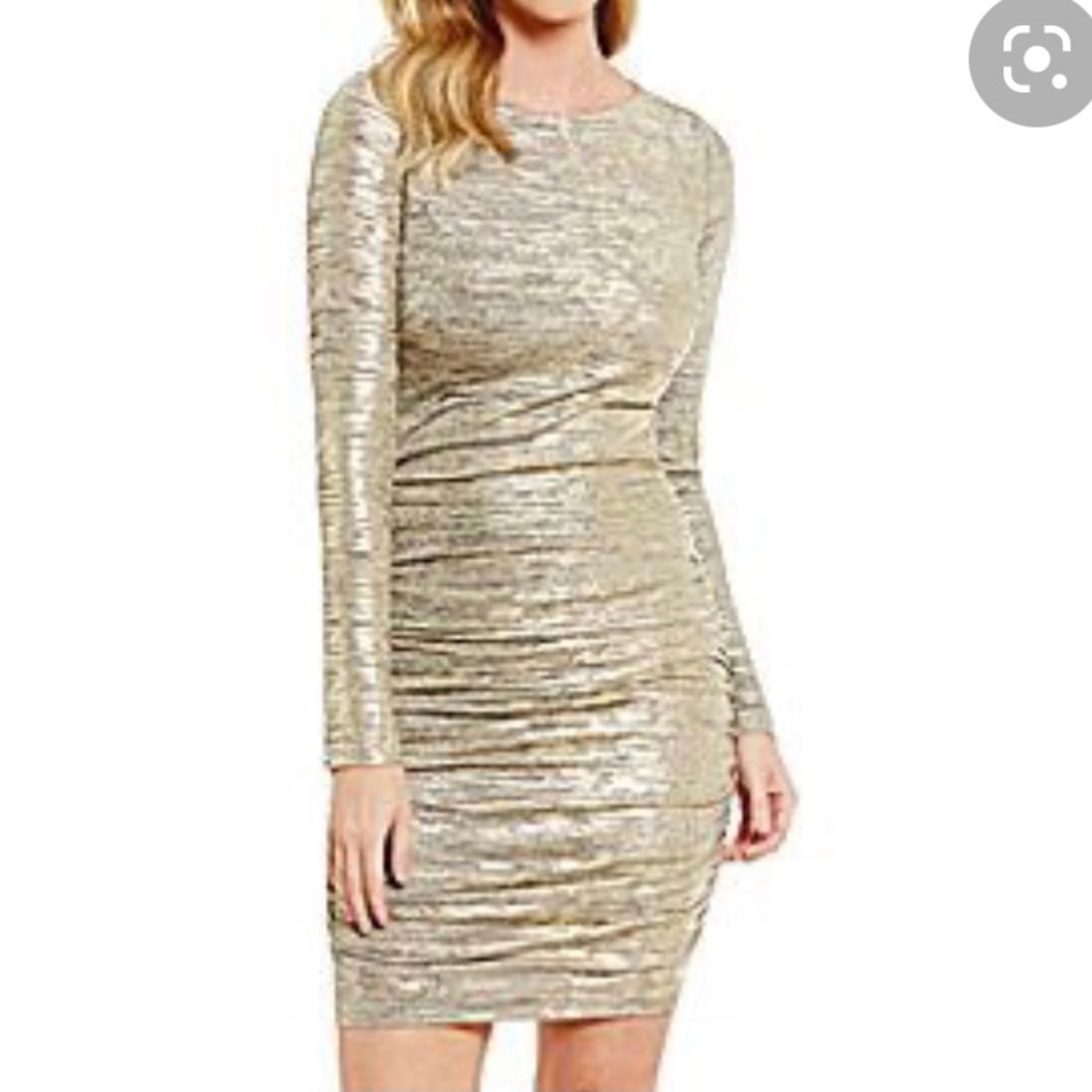 Vince Camuto Metallic Gold BodyCon Dress Sz 14